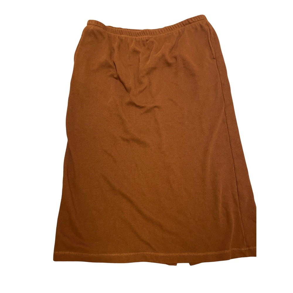 BECHAMEL Skirt Women's Plus Size 2X Chocolate Brown Elastic Waist Midi Pockets